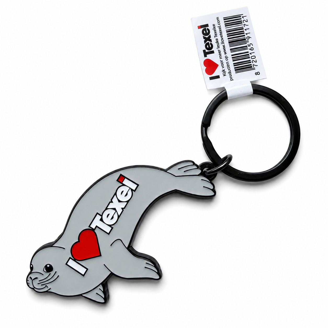 I Love Texel sleutelhanger – Zeehond metaal